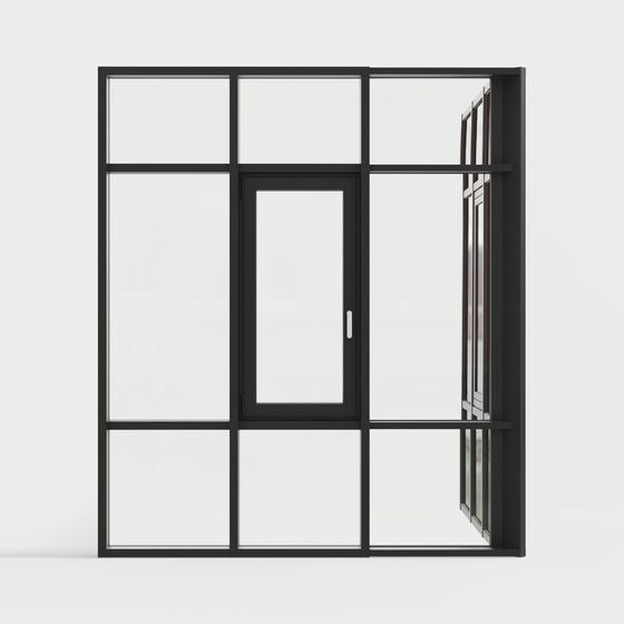 Industrial Glass Door 3D model