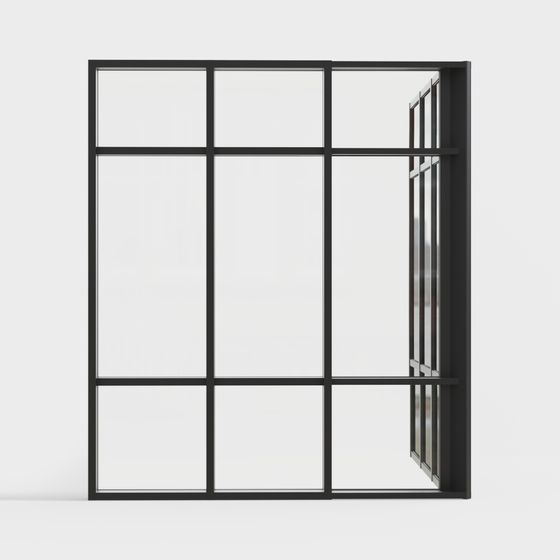 Industrial Style Window 3D model with Low Poly Design