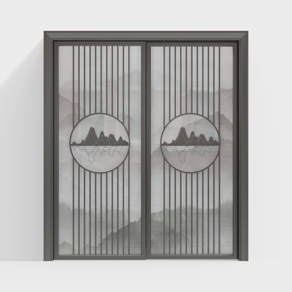 New Chinese Style Glass Sliding Door