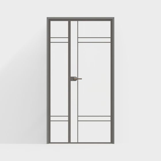 Stylish Glass Pane Door 3D model