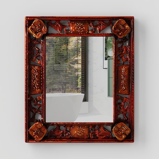 Elegant Vintage Mirror 3D Model for Home Decor
