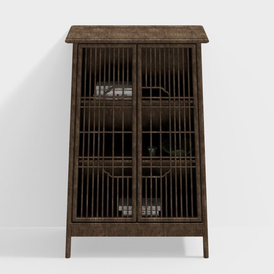 Vintage Wooden Bookshelf 3D model