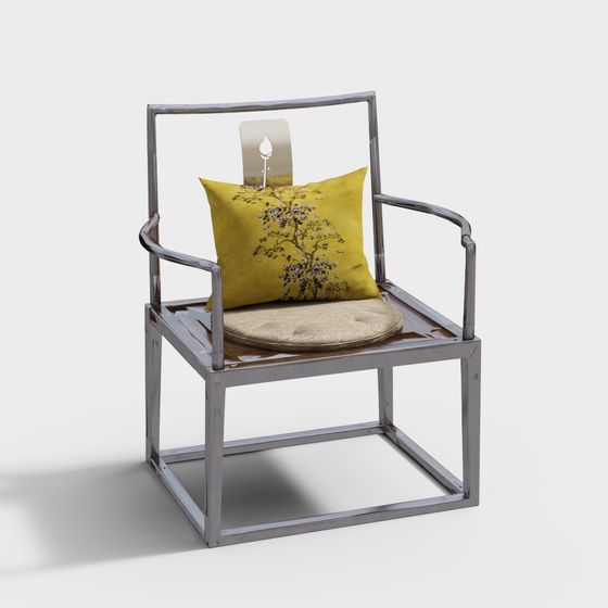 Elegant Metal Frame Armchair 3D model