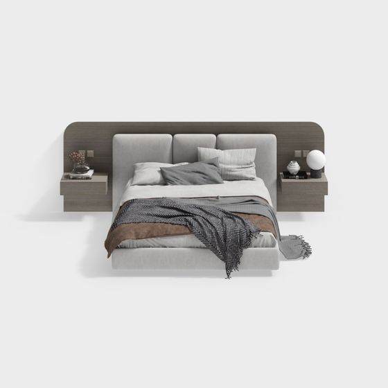 Elegant Low-Polygon Bed 3D model Design