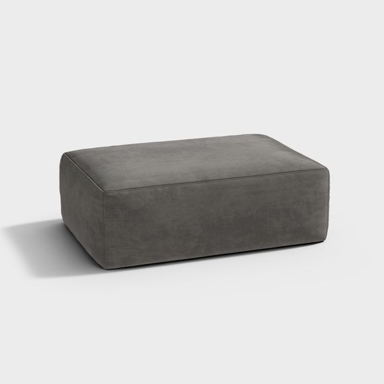 Stylish Gray Velvet Long Bench 3D model for Modern Spaces