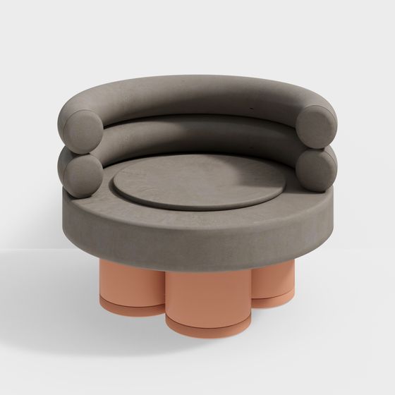 Elegant Gray and Orange Lounge Chair 3D model