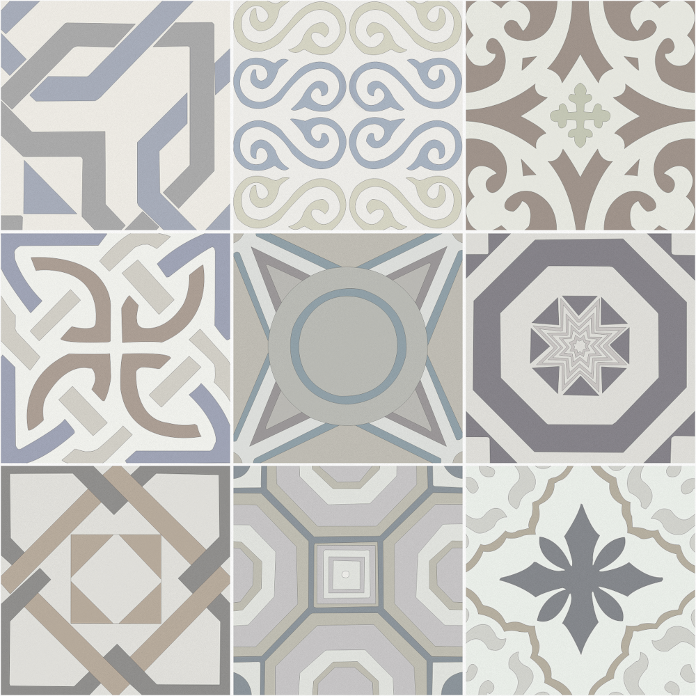 Nordic Morandi Geometric Pattern Flower Tile 400x400