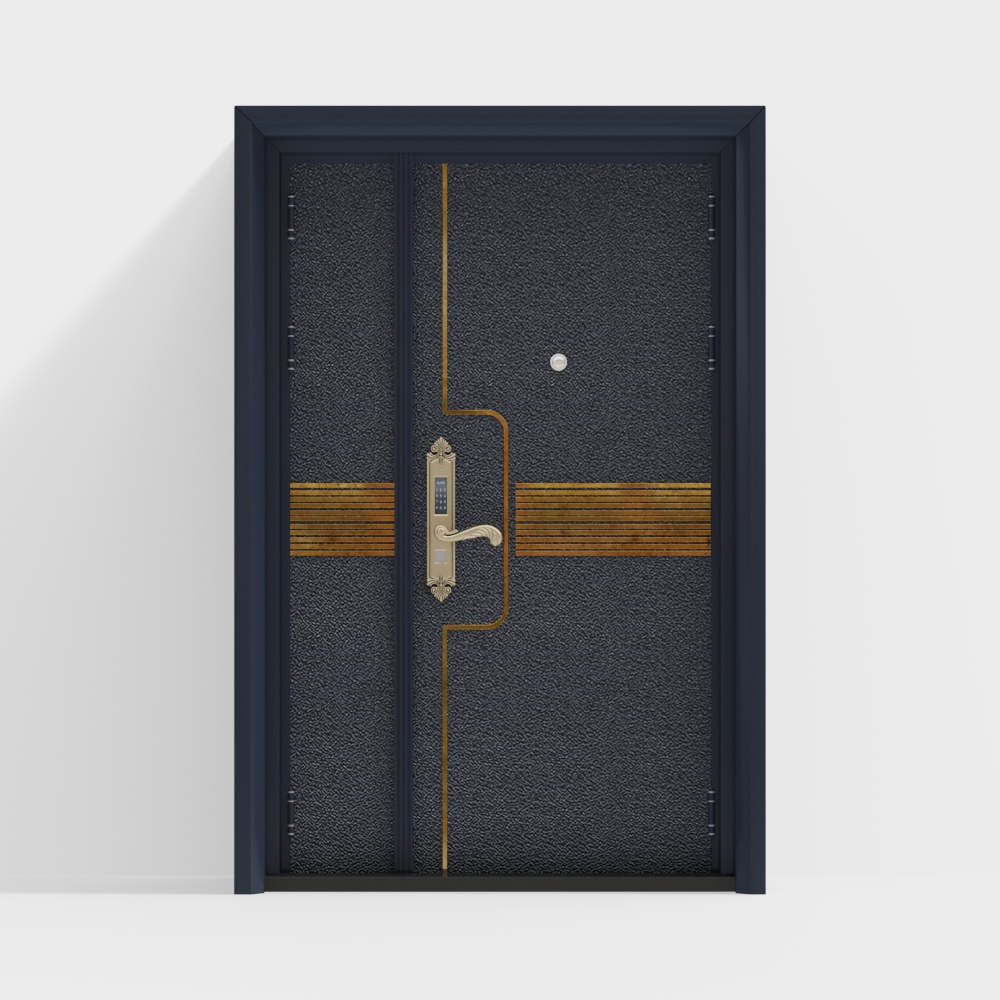 Elegant 3D Door Model with Gold Details