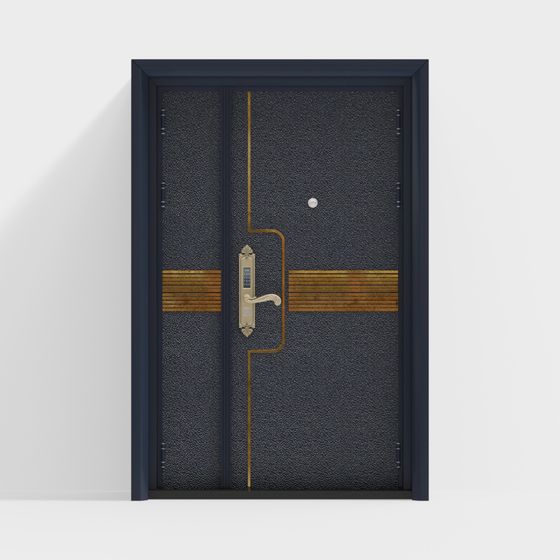 Elegant 3D Door Model with Golden Accents