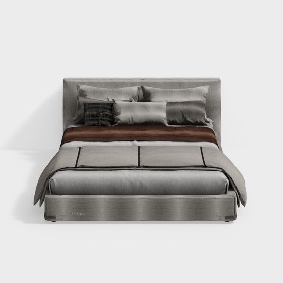 Elegant Low-Poly Bed 3D Model for Modern Interiors