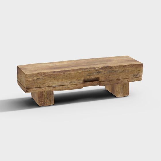 Stylish Wooden Bench 3D model