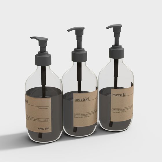 Elegant Hand Sanitizer Bottle Set 3D model for Modern Spaces