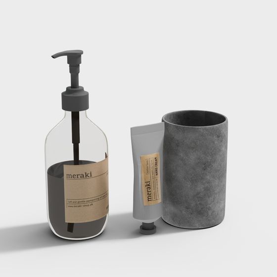Elegant Gray Glass Bottle 3D model