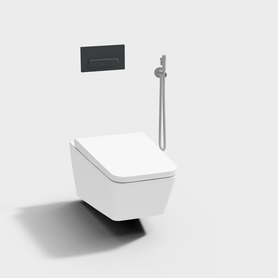 Minimalist Wall-Mounted Toilet 3D model