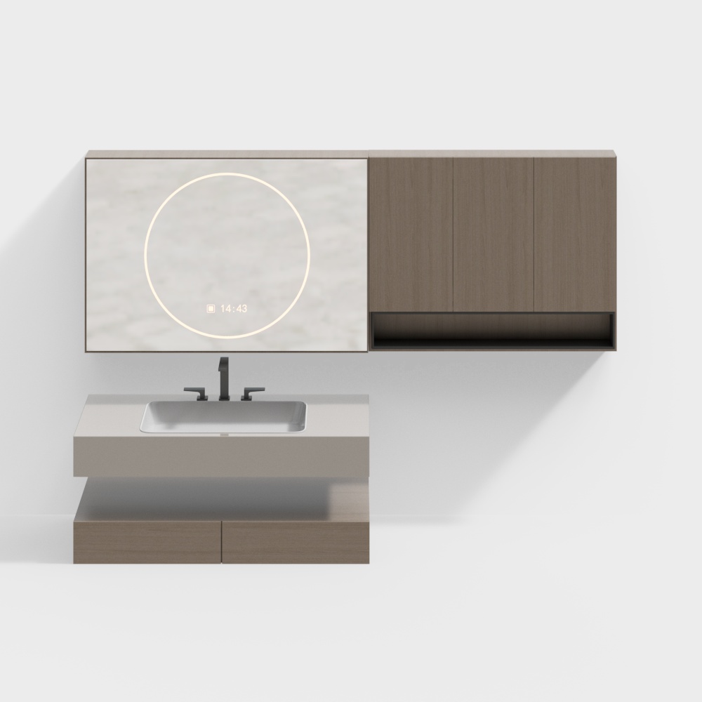 Современный кремовый стиль ванной