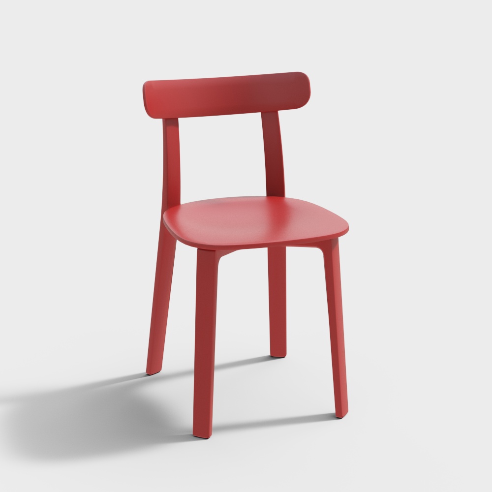 City Corner Chair 3D Model – Vibrant Red Plastic Design