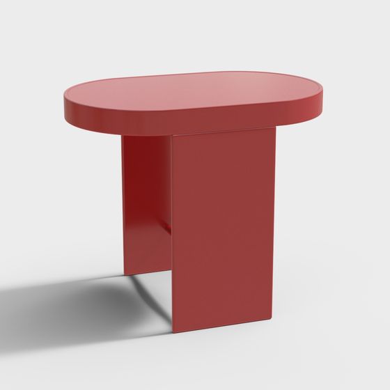 Modern Red Low-Poly Round Table 3D model