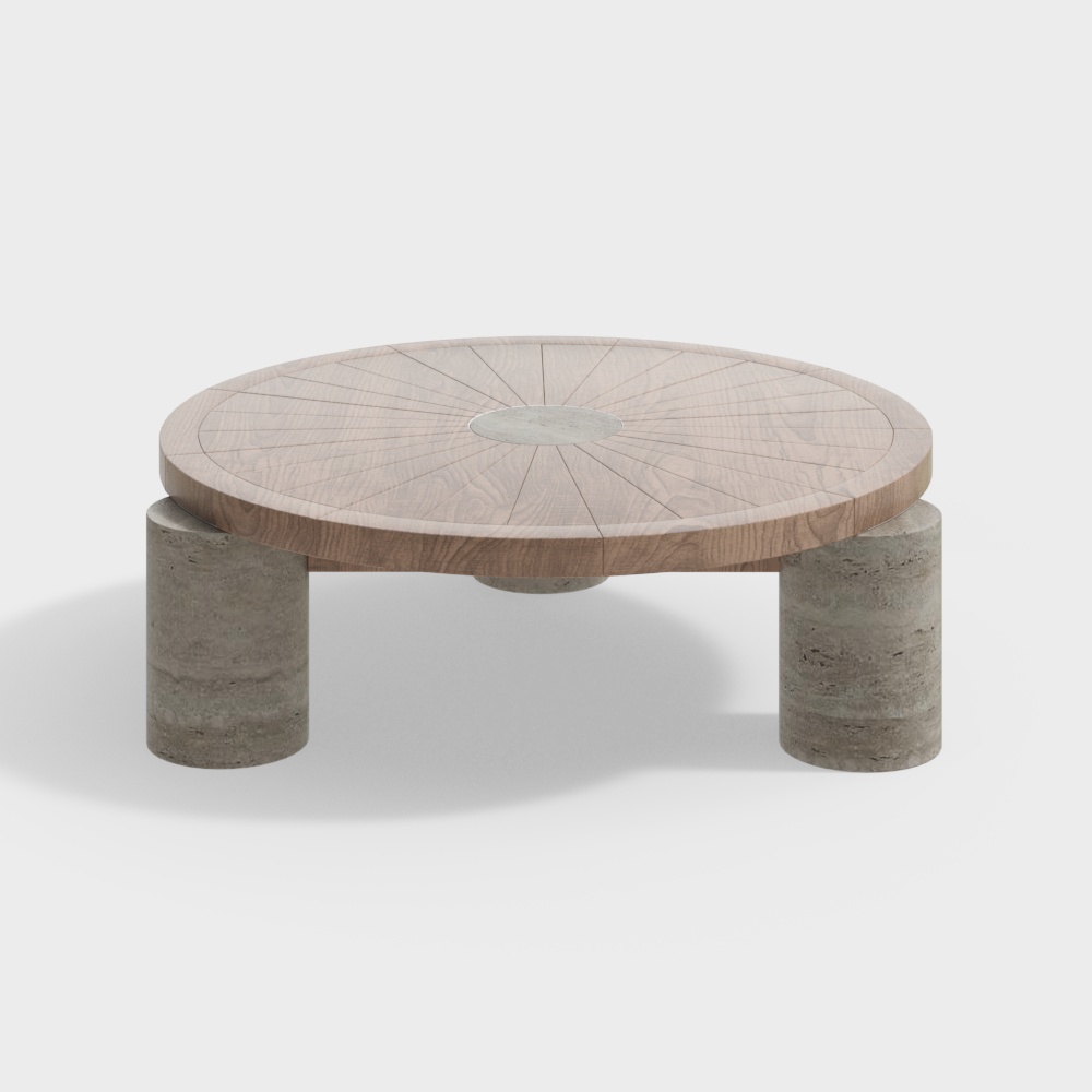 Stylish Low-Poly Round Table – Wooden & Concrete