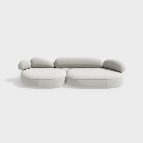 Creamy-Style Three-Seater Sofa