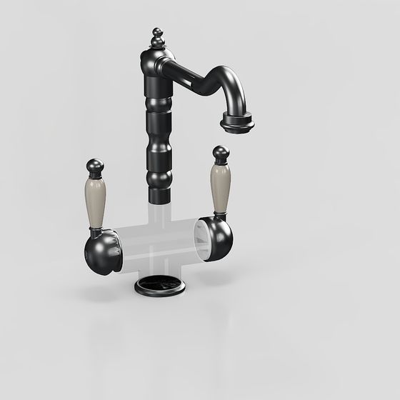 Victorian Bathroom Faucet 3D Model – Classic Black Finish