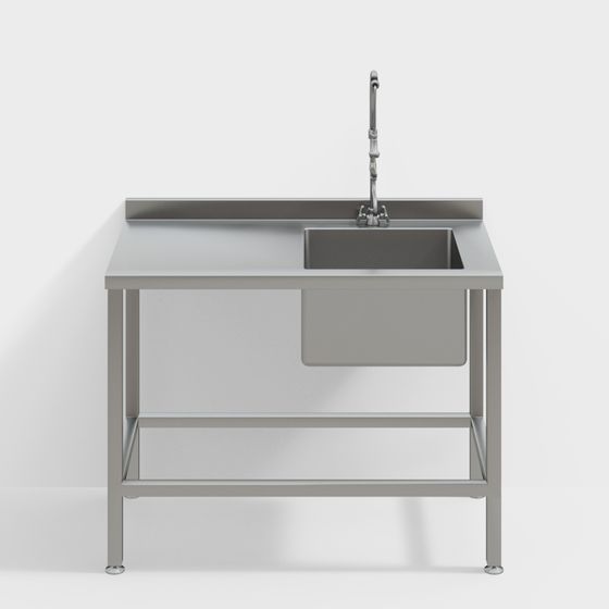 Industrial Stainless Steel Sink 3D model