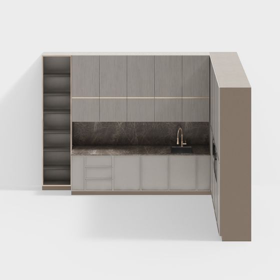 Modern Minimalist Kitchen Cabinet 3D model