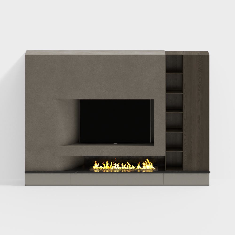 Vintage Fireplace TV Background Wall