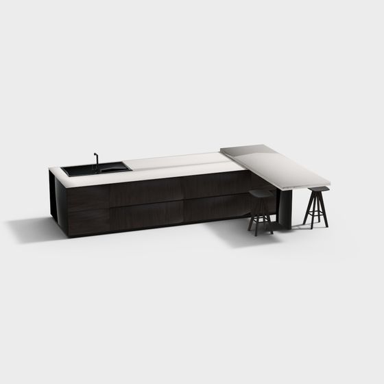 Modern Low-Polygon Kitchen Island 3D model
