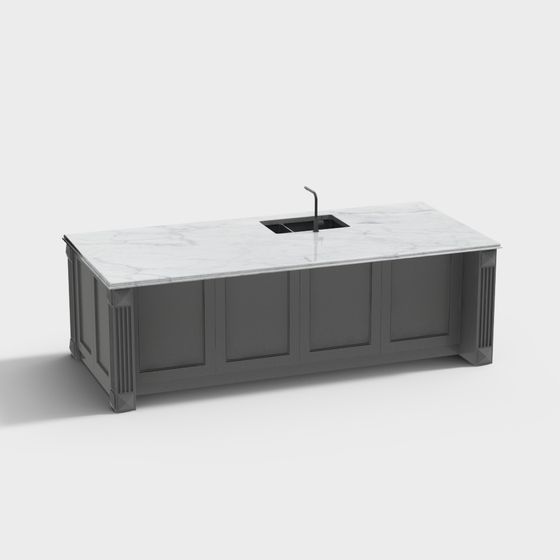 Stylish Kitchen Island 3D model for Modern Spaces