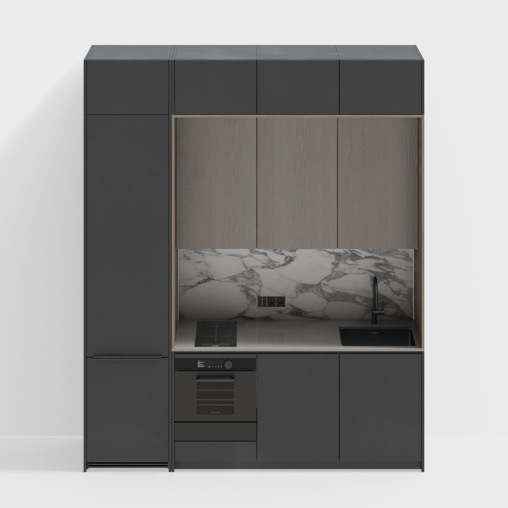 Elegant Kitchen Cabinet Doors 3D Model – Modern Minimalist Style