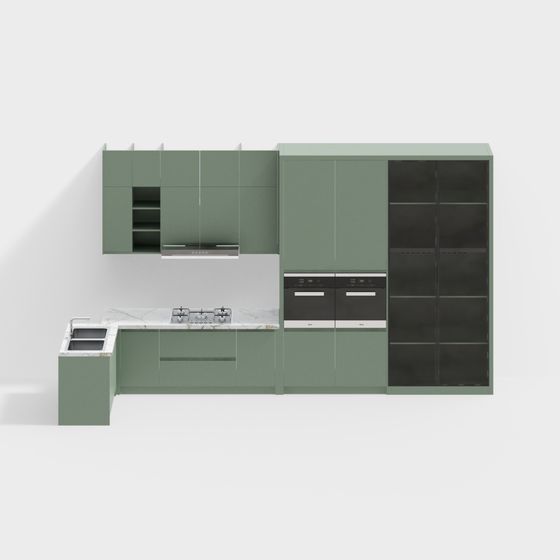 Elegant Low-Poly Kitchen 3D model Design