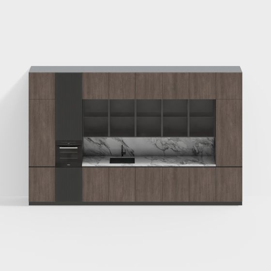 Stylish Low-Poly Kitchen Cabinet Door 3D model