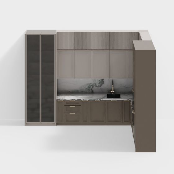 Luxury Minimalist Kitchen 3D Model Design