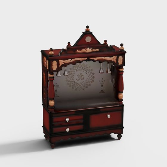 Vintage Modern High-Detail Low-Polygon Wardrobe 3D model