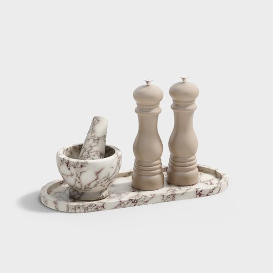 Elegant Marble Spice Set 3D model