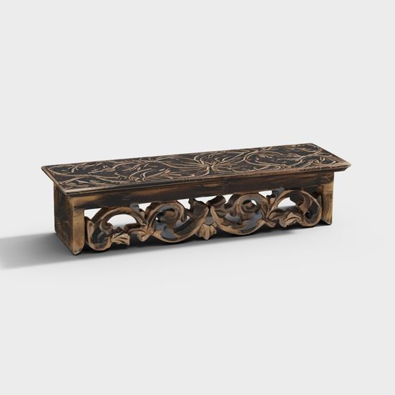 Elegant Vintage Ornate Bench 3D model for Creative Projects