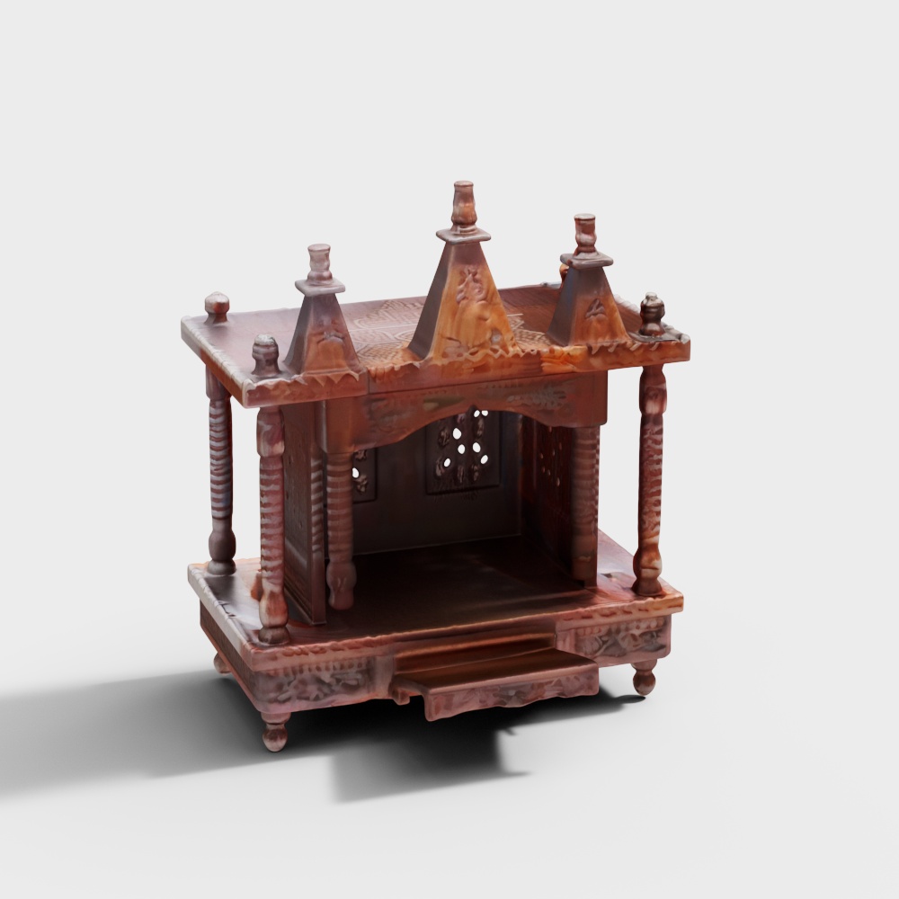 Nikhil Solid Wood Free Standing Prayer Unit in Melamine