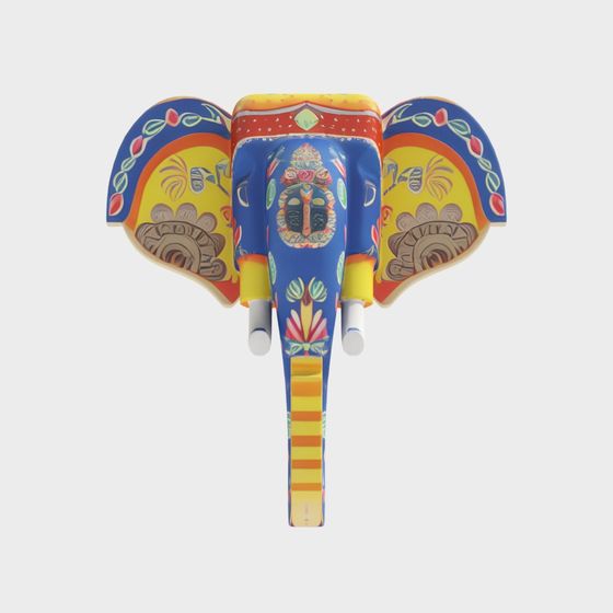Vibrant Low Poly Elephant Head 3D model for Creative Work