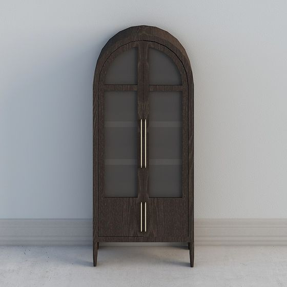 Elegant Arched Glass Door Wardrobe 3D model