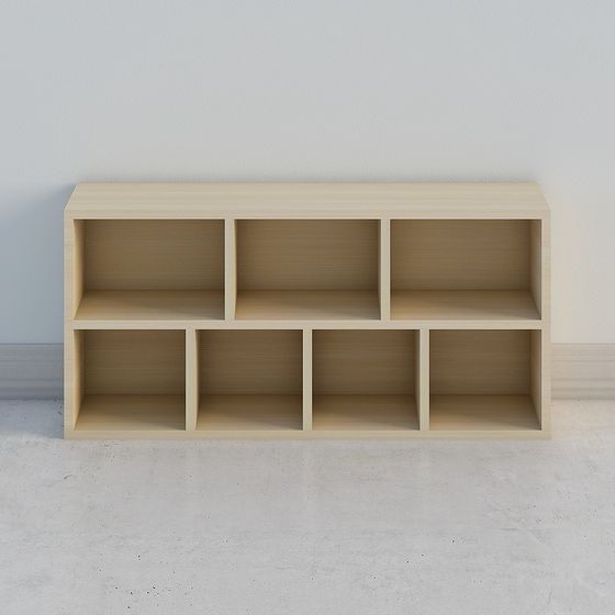 Sleek Six-Slot Bookshelf 3D model