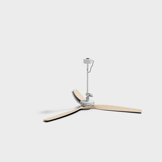 Elegant Wooden Ceiling Fan 3D model