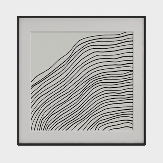 Wave Line Art 3D Model for Creative Spaces