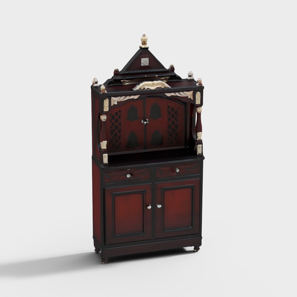 Vintage Elegant Wine Cabinet 3D Model – Classic Design
