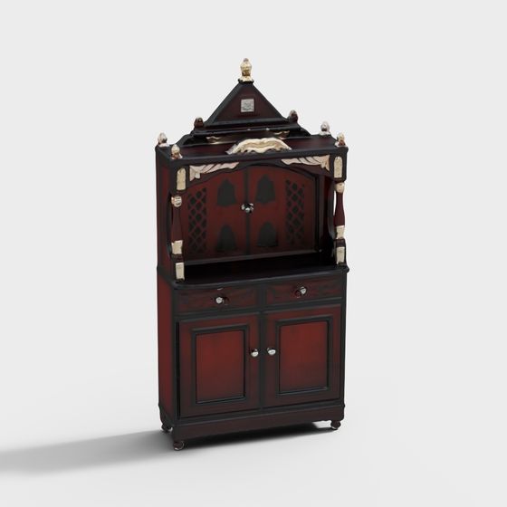 Vintage 3D Model of an Elegant Wine Cabinet