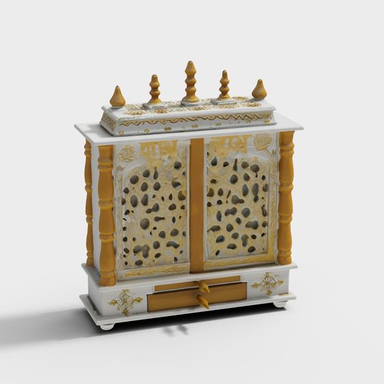 Elegant Low-Poly Decorative Cabinet 3D model