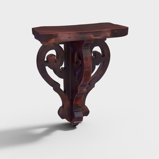 Stylish Vintage Wall-Mounted Desk 3D model