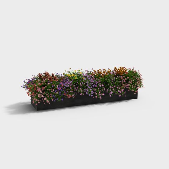 Colorful Low Poly Flower Bed 3D model for Creative Projects