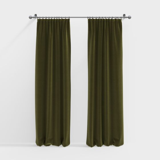 Forest Rhythm 3D model - Stylish Olive Green Curtains