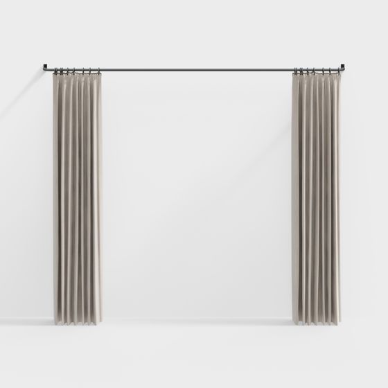 Modern Pleated Curtains 3D model for Interiors