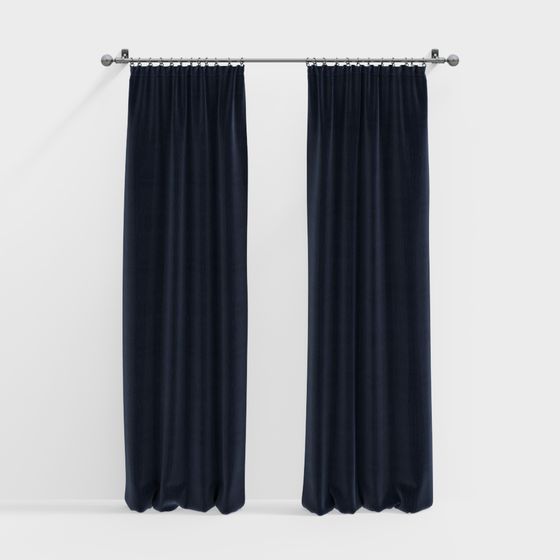 Deep Blue Velvet Curtain 3D model
